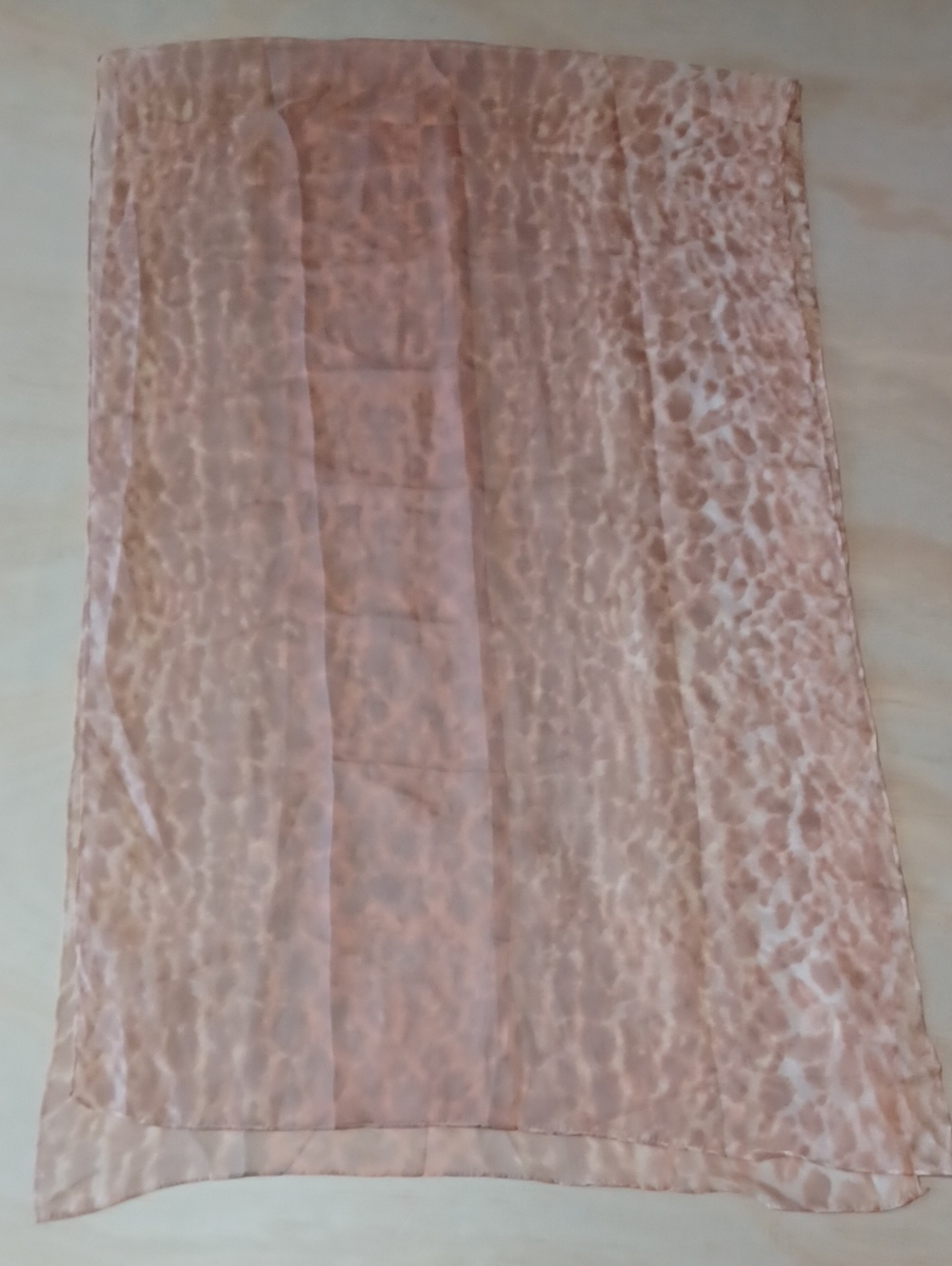 Connection18 Sheer Pink Peach Animal Print Scarf Shawl 74×23 Chiffon Leopard - Picture 5 of 10